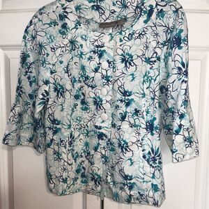 Kim Rogers Women's Floral 3/4 Sleeve Button-Up Blouse Size S Multicolor